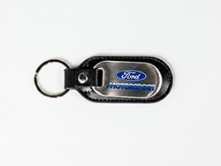 FORD MOTORSPORT STAINLESS STEEL &amp; LEATHER KEYCHAIN