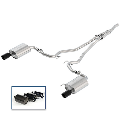 2015 - 2020 MUSTANG 2.3L ECOBOOST CAT-BACK TOURING EXHAUST SYSTEM WITH BLACK CHROME TIPS